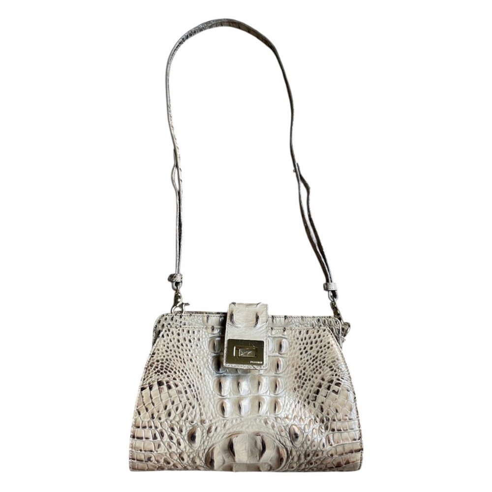 BRAHMIN champagne crocodile embossed crossbody / clutch with detachable strap